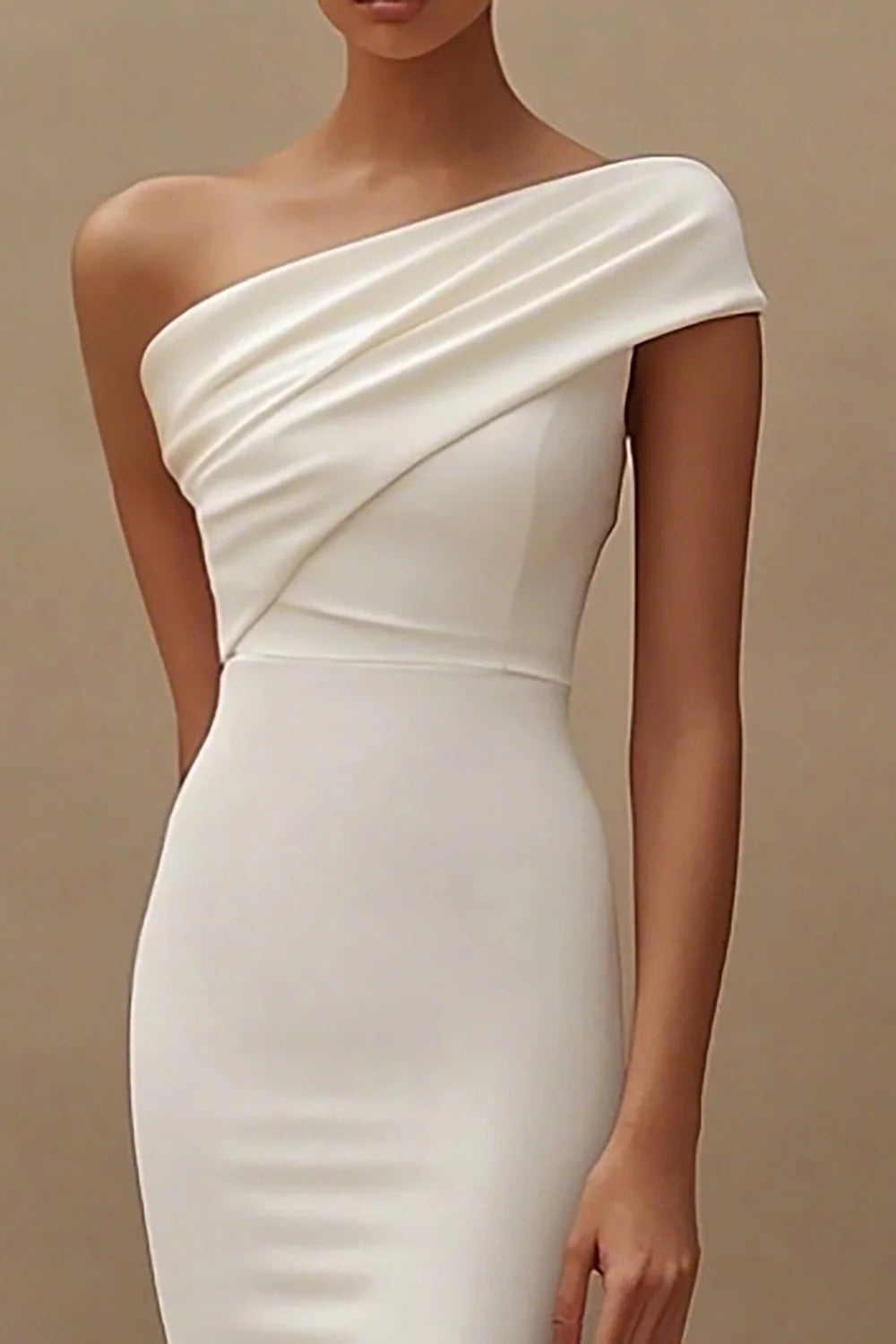 Elegant Mermaid One Shoulder Midi Prom Dresses